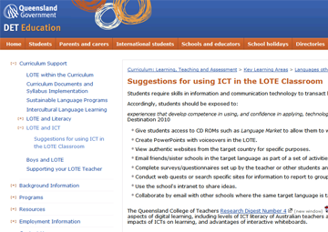 Suggestions for using ICT in the LOTE Classroom