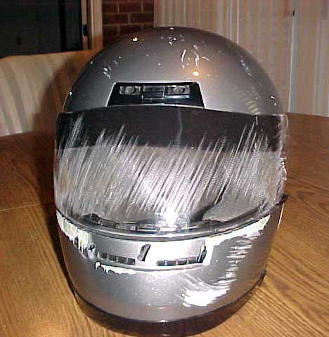 helmet after he suffered a crash in West Virginia. Dave came out of it just fine—thanks to his full-face helmet