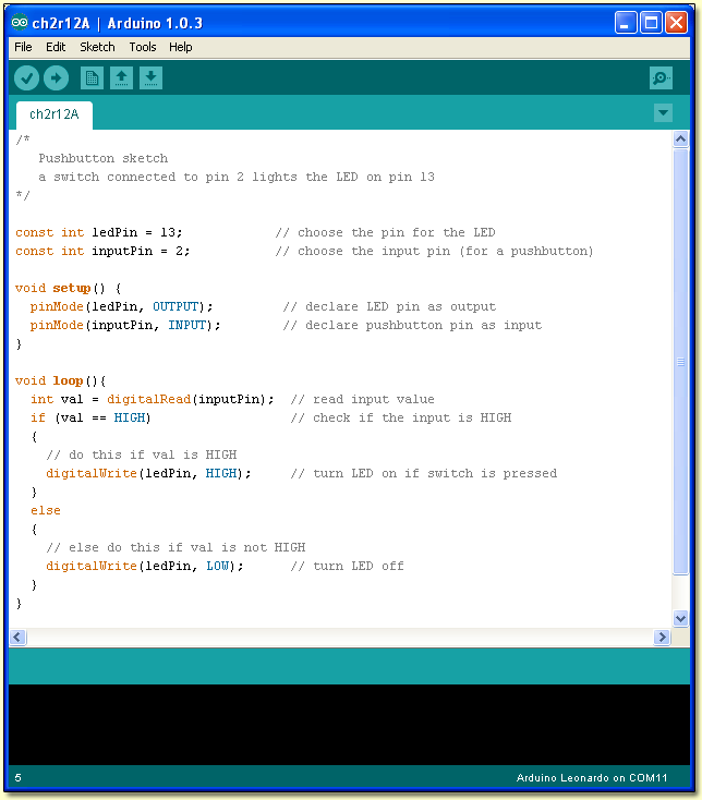 Example code from Arduino Cookbook